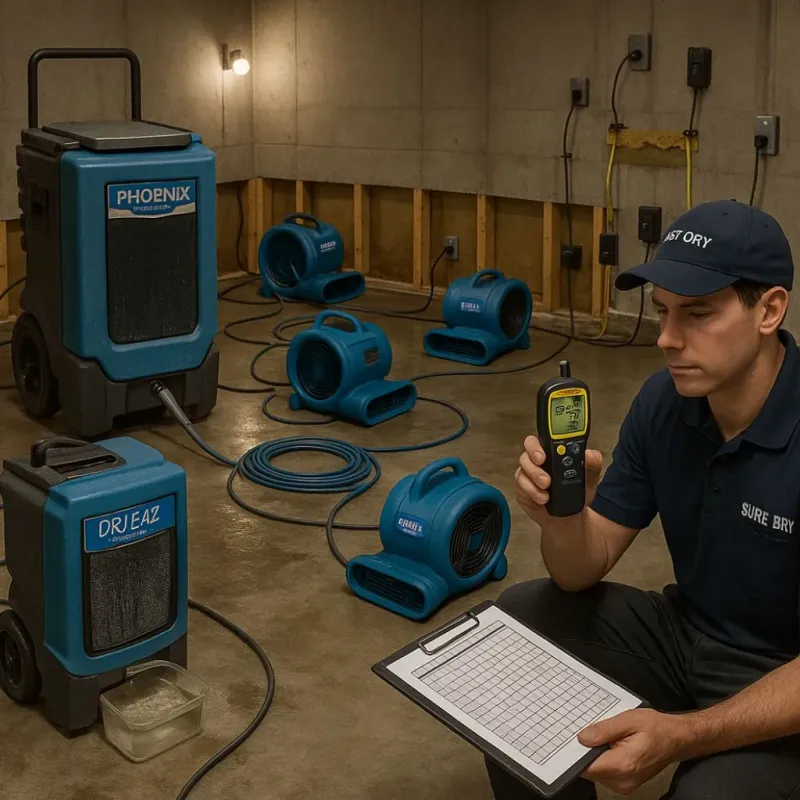 Structural Drying and Dehumidification process in Saukville, WI